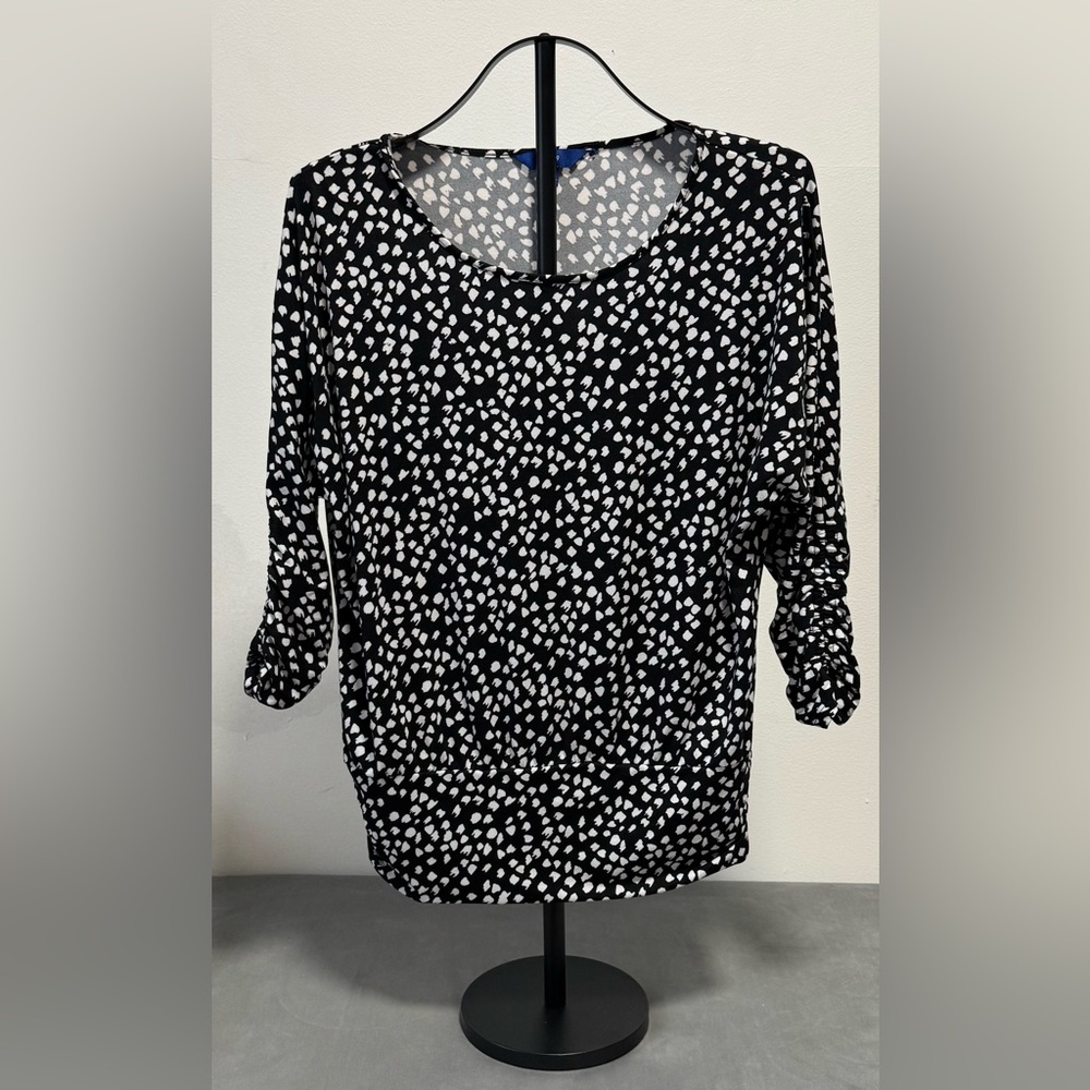APT 9 Black White Dolman Sleeve Knit Top Small Workwear Blouse